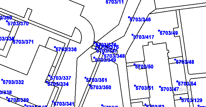 Parcela st. 5703/348 v KÚ Jihlava, Katastrální mapa
