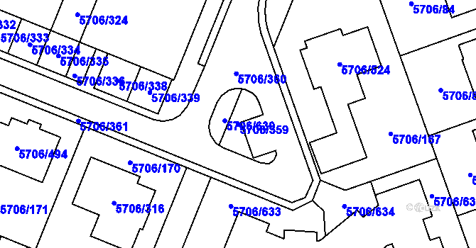 Parcela st. 5706/359 v KÚ Jihlava, Katastrální mapa