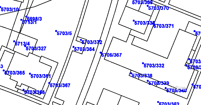 Parcela st. 5706/367 v KÚ Jihlava, Katastrální mapa