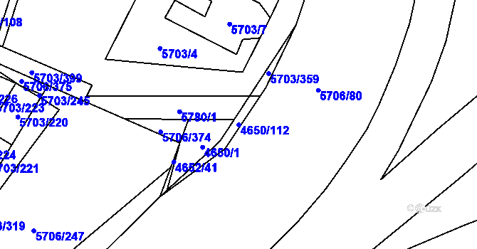 Parcela st. 4650/112 v KÚ Jihlava, Katastrální mapa