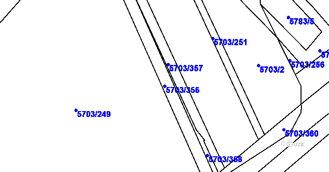 Parcela st. 5703/356 v KÚ Jihlava, Katastrální mapa