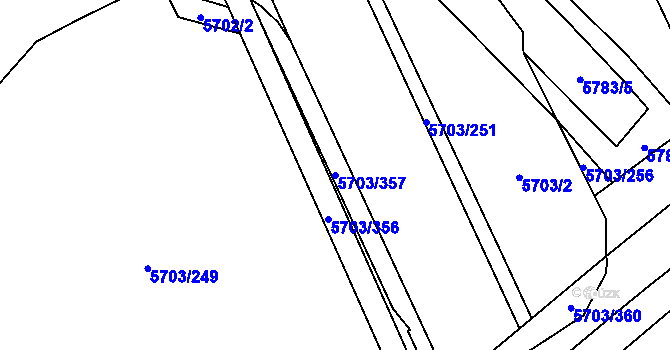 Parcela st. 5703/357 v KÚ Jihlava, Katastrální mapa