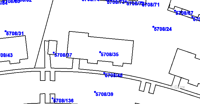Parcela st. 5708/35 v KÚ Jihlava, Katastrální mapa