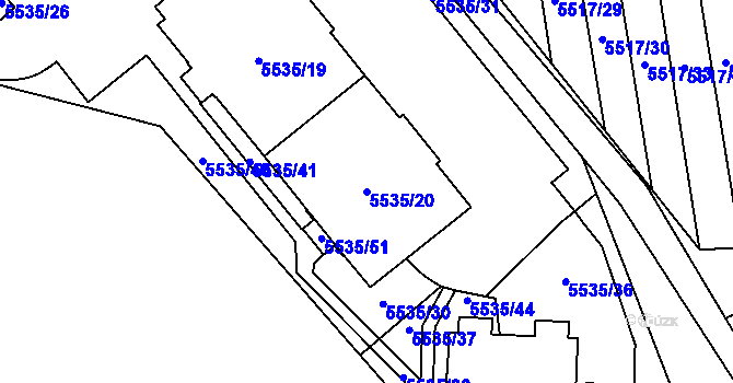 Parcela st. 5535/20 v KÚ Jihlava, Katastrální mapa