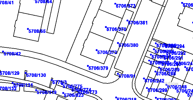Parcela st. 5706/372 v KÚ Jihlava, Katastrální mapa