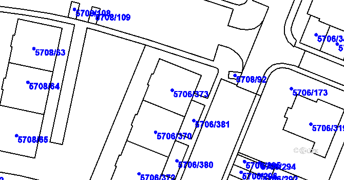 Parcela st. 5706/373 v KÚ Jihlava, Katastrální mapa
