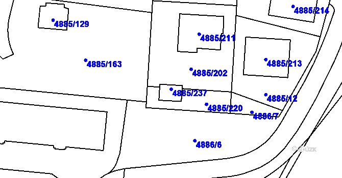 Parcela st. 4885/237 v KÚ Jihlava, Katastrální mapa
