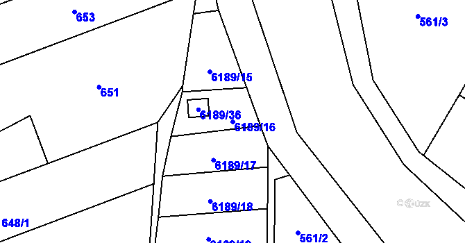 Parcela st. 6189/16 v KÚ Jihlava, Katastrální mapa