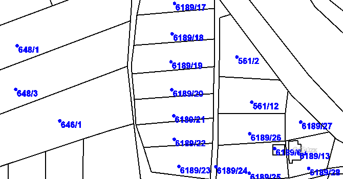 Parcela st. 6189/20 v KÚ Jihlava, Katastrální mapa