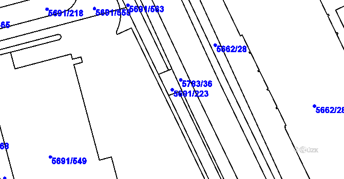 Parcela st. 5691/223 v KÚ Jihlava, Katastrální mapa