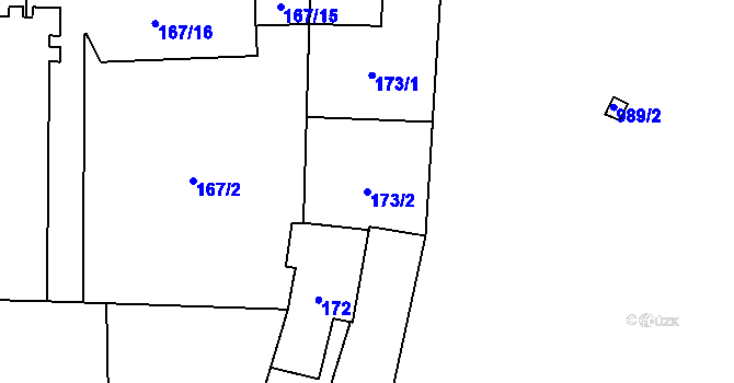 Parcela st. 173/2 v KÚ Jihlava, Katastrální mapa