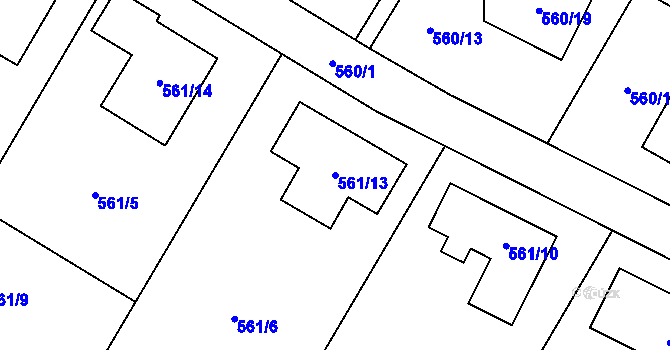 Parcela st. 561/13 v KÚ Jihlava, Katastrální mapa