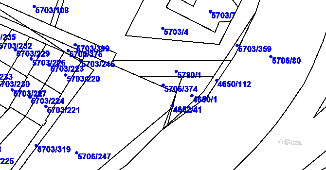 Parcela st. 5706/374 v KÚ Jihlava, Katastrální mapa