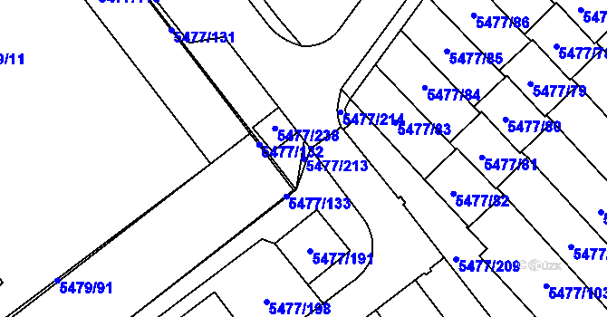 Parcela st. 5477/213 v KÚ Jihlava, Katastrální mapa