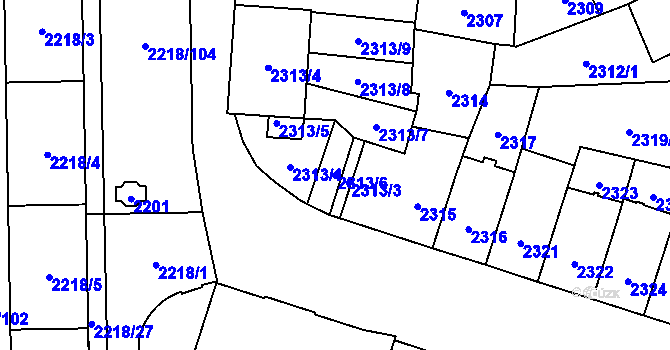 Parcela st. 2313/6 v KÚ Jihlava, Katastrální mapa