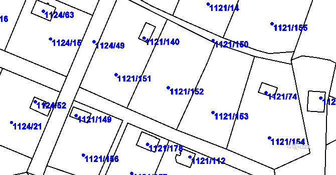 Parcela st. 1121/152 v KÚ Jihlava, Katastrální mapa