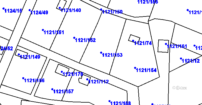 Parcela st. 1121/153 v KÚ Jihlava, Katastrální mapa