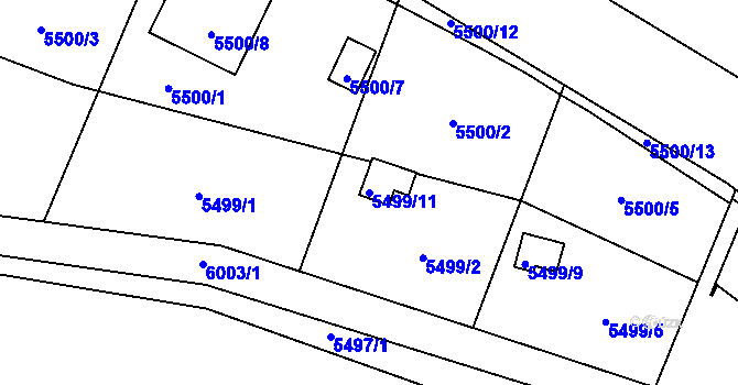 Parcela st. 5499/11 v KÚ Jihlava, Katastrální mapa