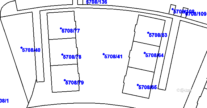 Parcela st. 5708/41 v KÚ Jihlava, Katastrální mapa