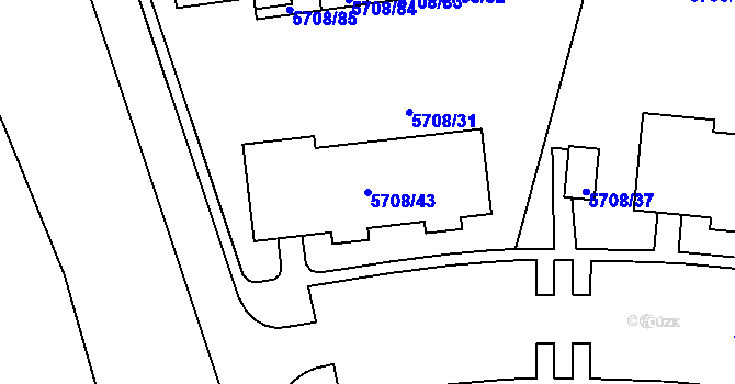 Parcela st. 5708/43 v KÚ Jihlava, Katastrální mapa