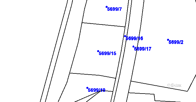 Parcela st. 5699/15 v KÚ Jihlava, Katastrální mapa