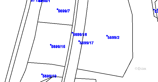 Parcela st. 5699/17 v KÚ Jihlava, Katastrální mapa