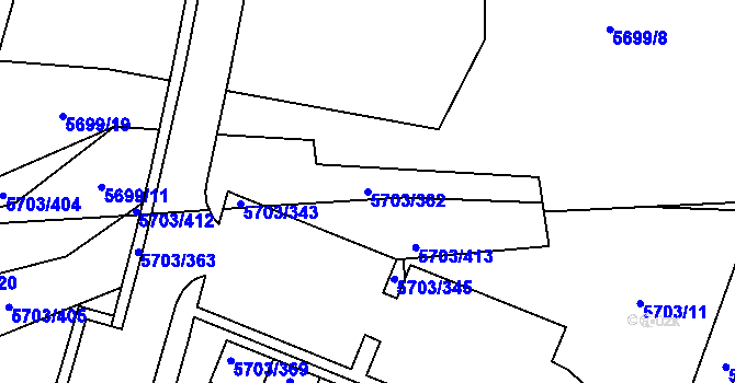 Parcela st. 5703/362 v KÚ Jihlava, Katastrální mapa