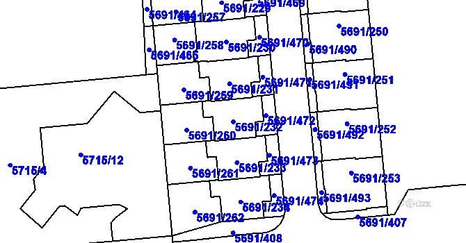 Parcela st. 5691/232 v KÚ Jihlava, Katastrální mapa