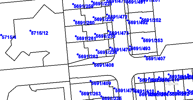 Parcela st. 5691/234 v KÚ Jihlava, Katastrální mapa