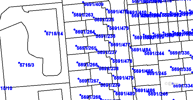 Parcela st. 5691/237 v KÚ Jihlava, Katastrální mapa