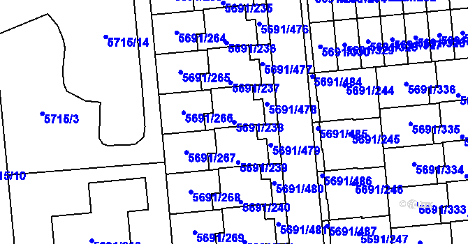 Parcela st. 5691/238 v KÚ Jihlava, Katastrální mapa