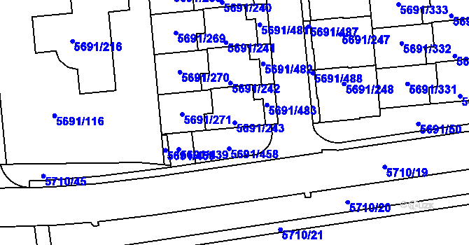 Parcela st. 5691/243 v KÚ Jihlava, Katastrální mapa