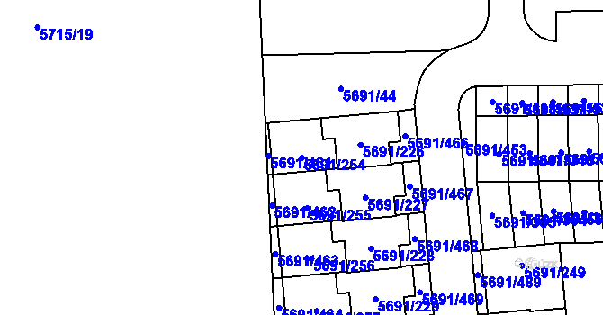 Parcela st. 5691/254 v KÚ Jihlava, Katastrální mapa