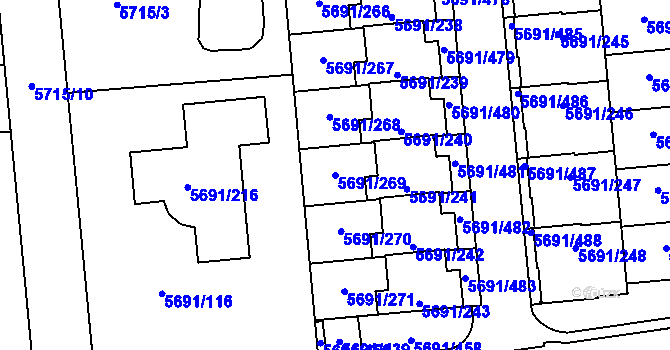 Parcela st. 5691/269 v KÚ Jihlava, Katastrální mapa