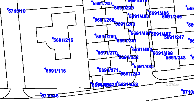 Parcela st. 5691/270 v KÚ Jihlava, Katastrální mapa