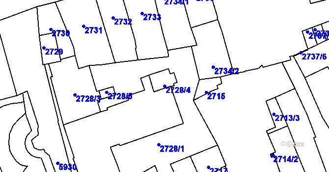 Parcela st. 2728/4 v KÚ Jihlava, Katastrální mapa