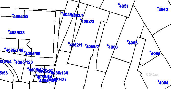 Parcela st. 4059/2 v KÚ Jihlava, Katastrální mapa