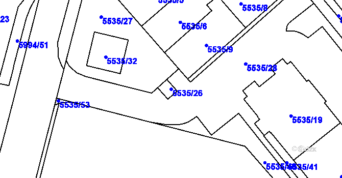 Parcela st. 5535/26 v KÚ Jihlava, Katastrální mapa