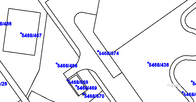 Parcela st. 5468/574 v KÚ Jihlava, Katastrální mapa