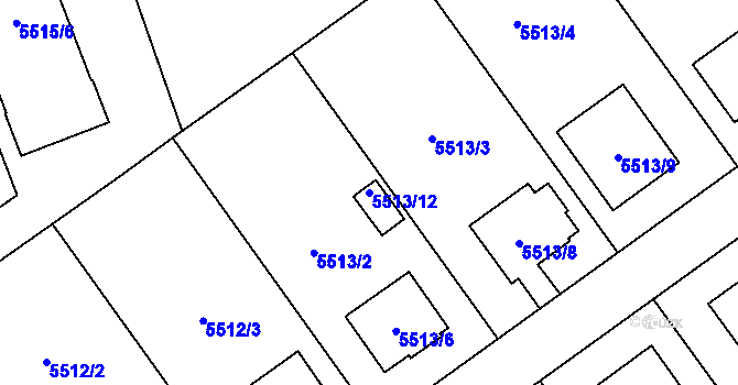 Parcela st. 5513/12 v KÚ Jihlava, Katastrální mapa