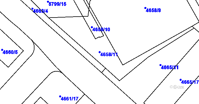 Parcela st. 4658/11 v KÚ Jihlava, Katastrální mapa