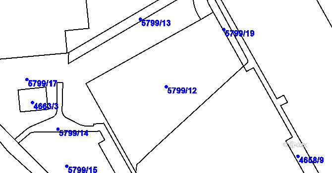 Parcela st. 5799/12 v KÚ Jihlava, Katastrální mapa