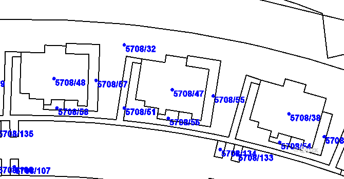Parcela st. 5708/47 v KÚ Jihlava, Katastrální mapa