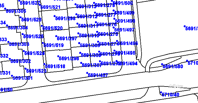 Parcela st. 5691/273 v KÚ Jihlava, Katastrální mapa