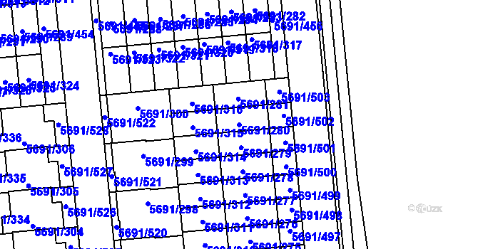 Parcela st. 5691/280 v KÚ Jihlava, Katastrální mapa