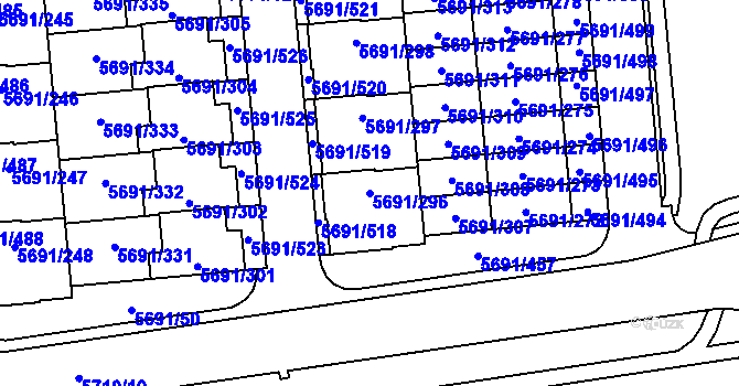 Parcela st. 5691/296 v KÚ Jihlava, Katastrální mapa