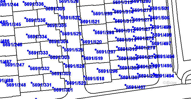 Parcela st. 5691/297 v KÚ Jihlava, Katastrální mapa