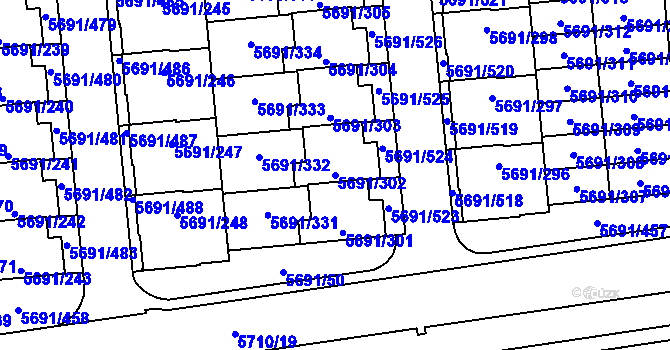 Parcela st. 5691/302 v KÚ Jihlava, Katastrální mapa