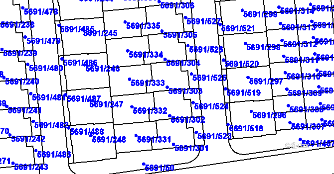 Parcela st. 5691/303 v KÚ Jihlava, Katastrální mapa