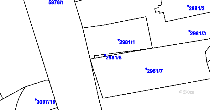 Parcela st. 2981/6 v KÚ Jihlava, Katastrální mapa